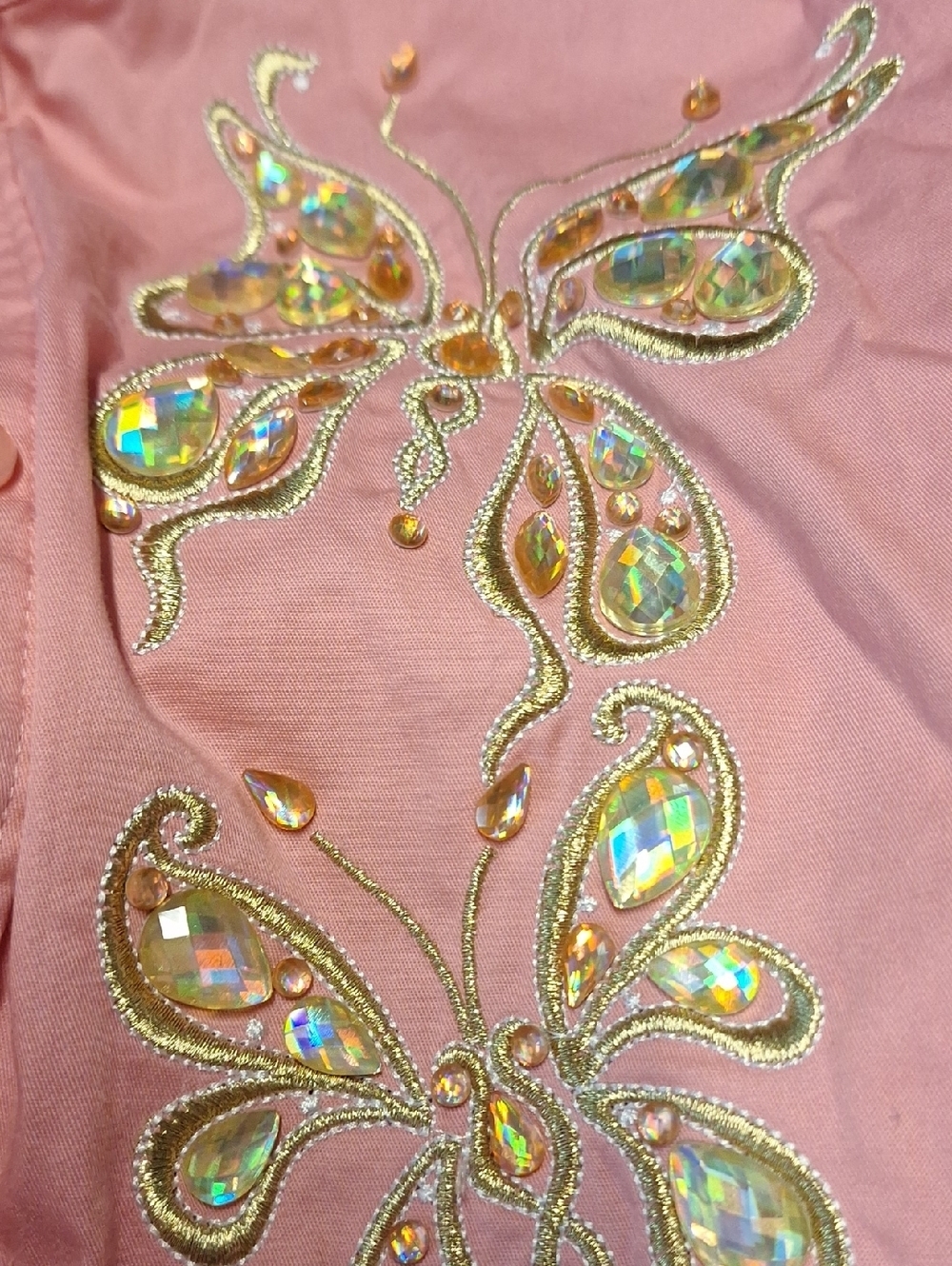 Bob Mackie Pink Butterfly Button Up Shirt 3X - Picture 8 of 8